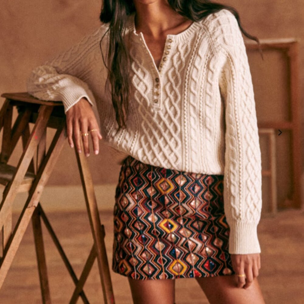Sezane Malia Sixties Pearl Skirt Size 38